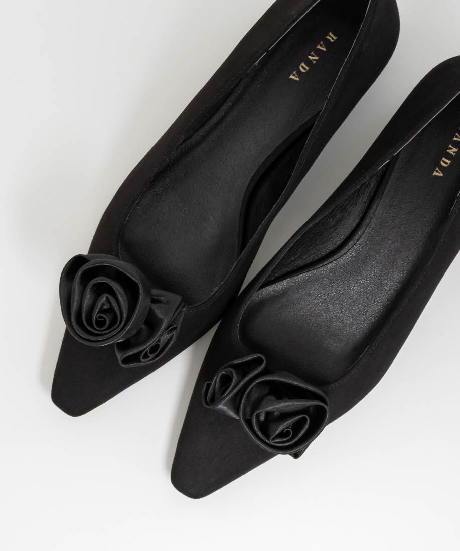  「2WAY ローズモチーフフラットパンプス」|パンプス|