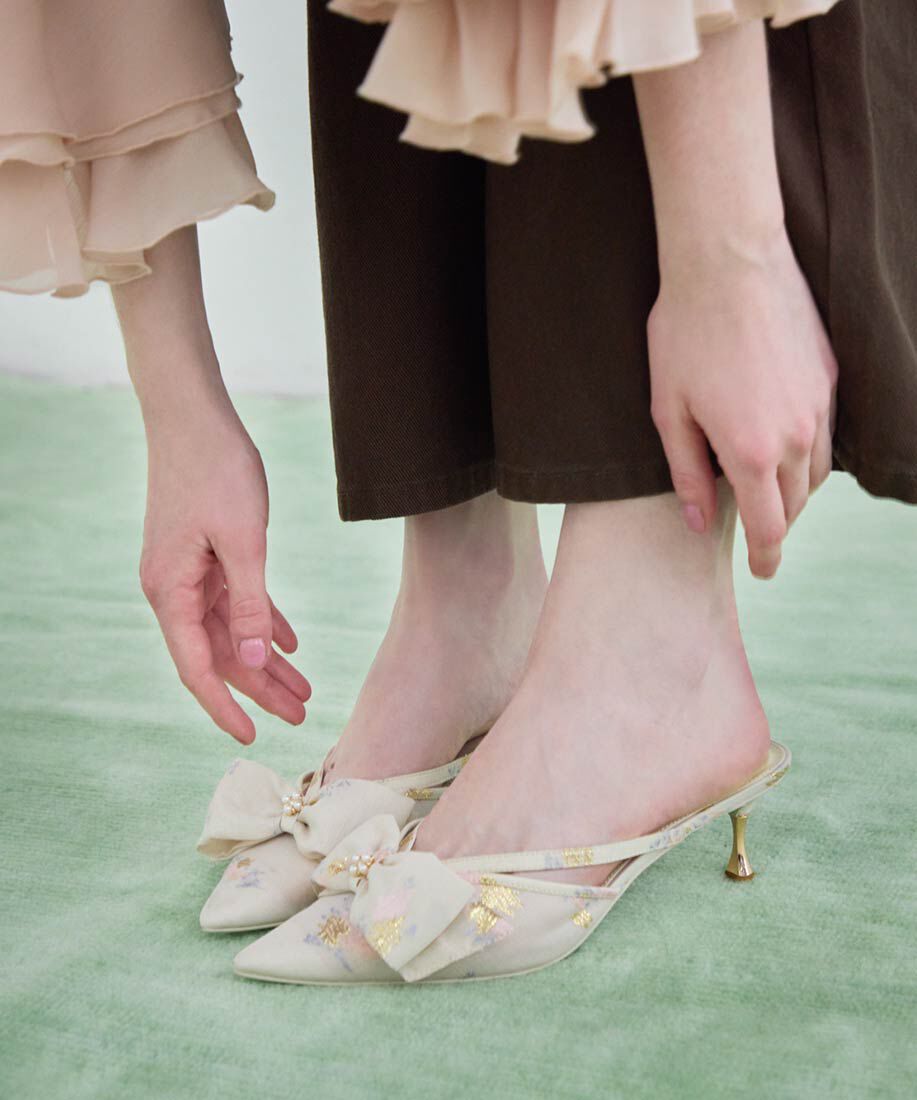  「シアーリボンミュールパンプス」|パンプス|