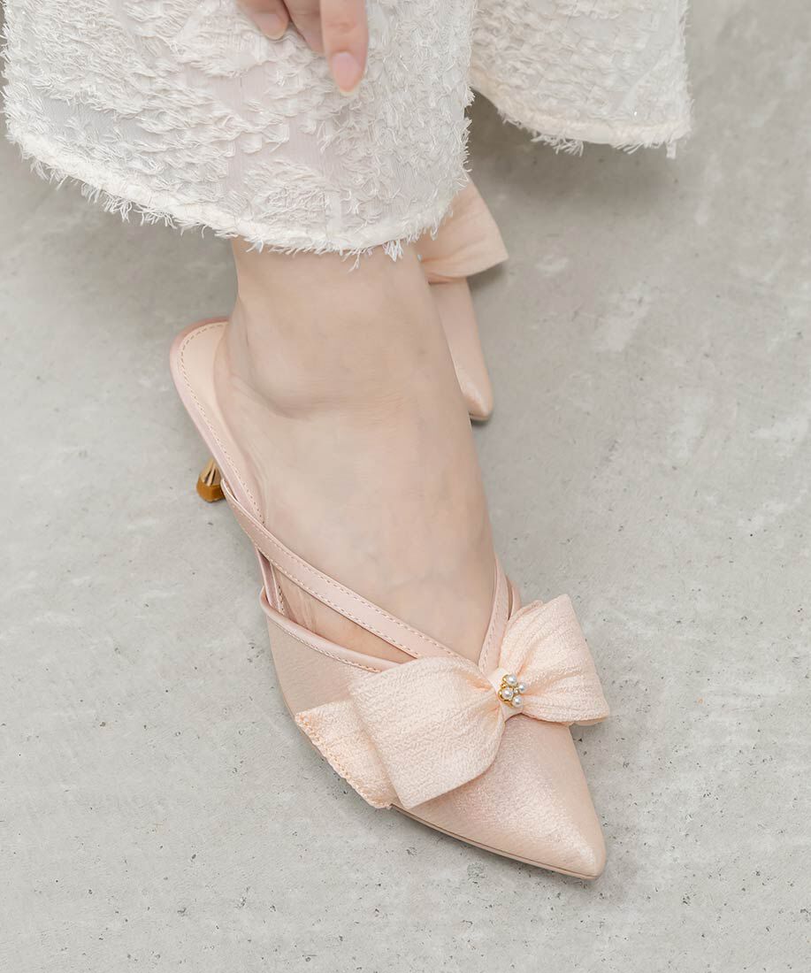  「シアーリボンミュールパンプス」|パンプス|