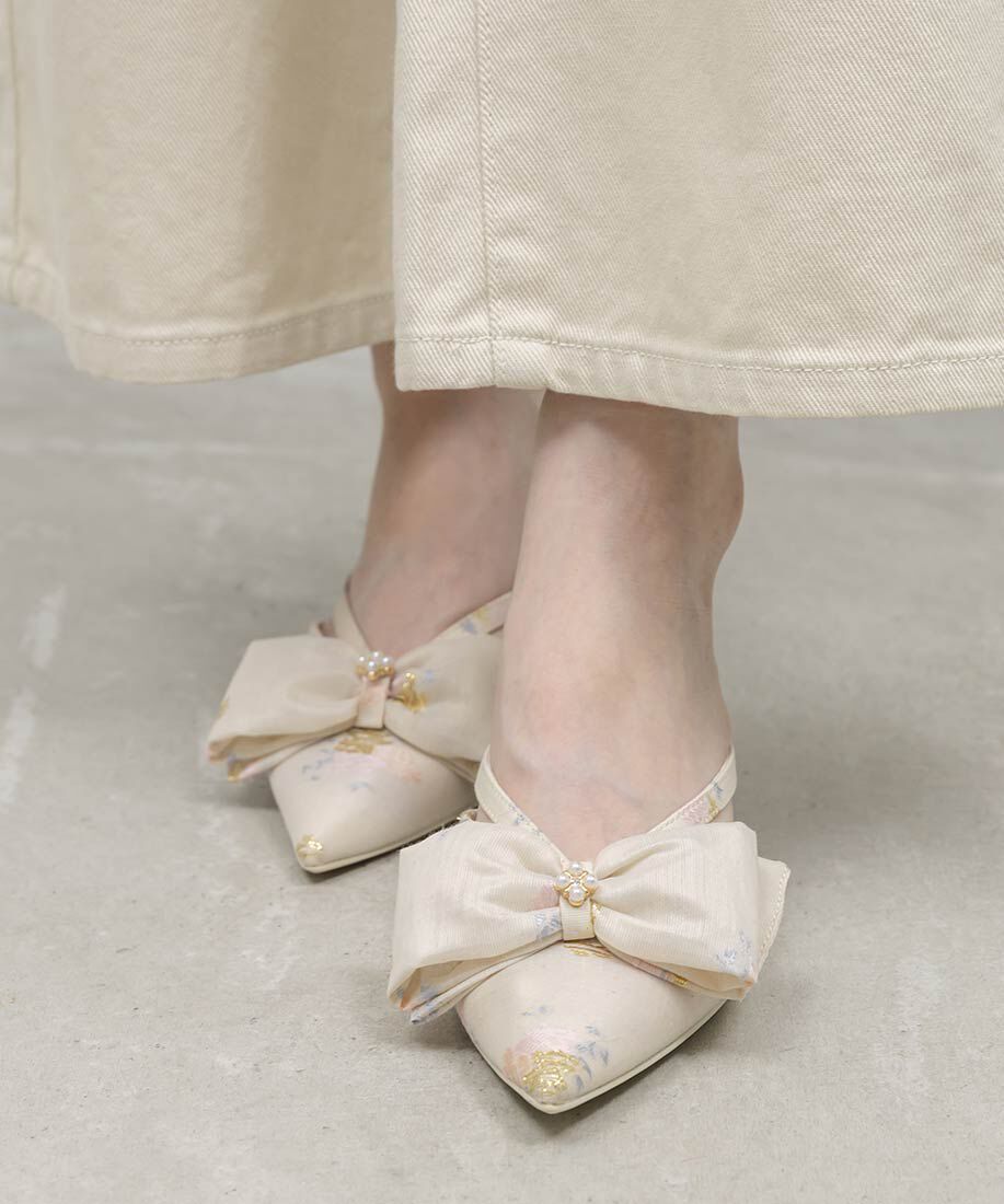  「シアーリボンミュールパンプス」|パンプス|