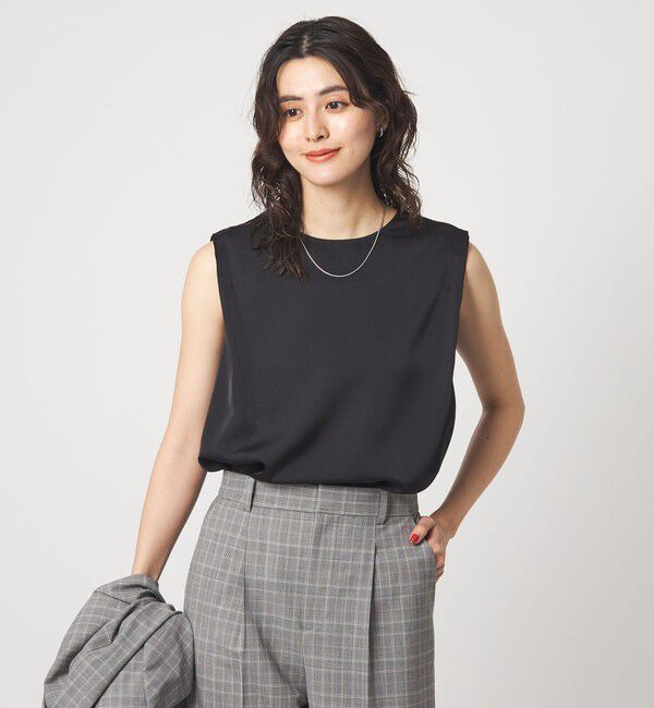 UNITED ARROWS green label relaxing「サテン ドッキング ラウンドヘム タンクトップ カットソー」|Tシャツ・カットソー|