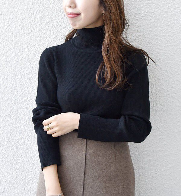 SHIPS any「SHIPS any:〈手洗い可能〉デリケート リブ タートルネック ニット プルオーバー」|ニット・セーター|ブラック