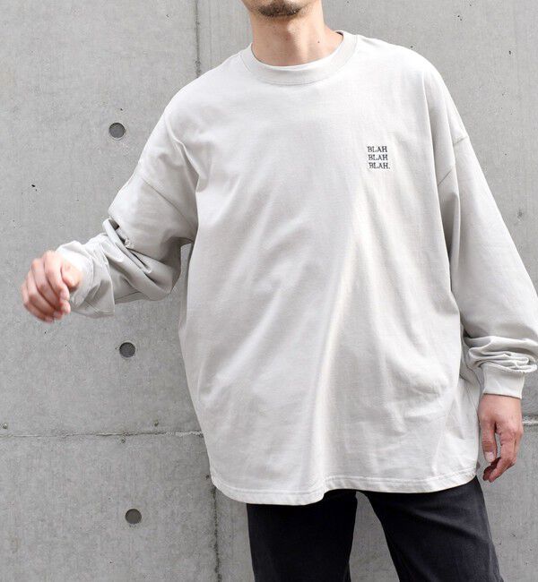 SHIPS any「【WEB限定】SHIPS any: BLAH BLAH BLAH.ワンポイント 刺繍 ルーズ Tシャツ (ロンT)◇」|Tシャツ・カットソー|