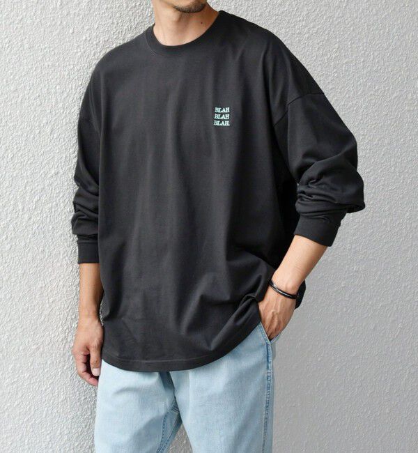 SHIPS any「【WEB限定】SHIPS any: BLAH BLAH BLAH.ワンポイント 刺繍 ルーズ Tシャツ (ロンT)◇」|Tシャツ・カットソー|