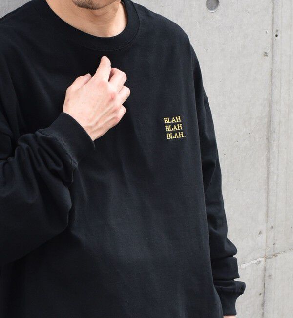 SHIPS any「【WEB限定】SHIPS any: BLAH BLAH BLAH.ワンポイント 刺繍 ルーズ Tシャツ (ロンT)◇」|Tシャツ・カットソー|ダークグレー