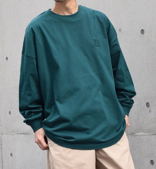 SHIPS any「【WEB限定】SHIPS any: BLAH BLAH BLAH.ワンポイント 刺繍 ルーズ Tシャツ (ロンT)◇」|Tシャツ・カットソー|グリーン