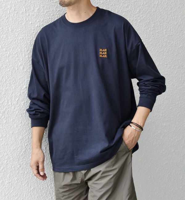 SHIPS any「【WEB限定】SHIPS any: BLAH BLAH BLAH.ワンポイント 刺繍 ルーズ Tシャツ (ロンT)◇」|Tシャツ・カットソー|