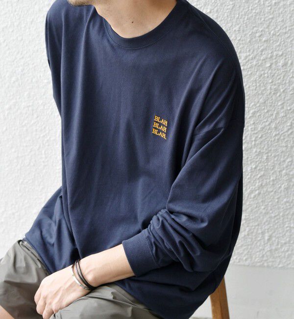 SHIPS any「【WEB限定】SHIPS any: BLAH BLAH BLAH.ワンポイント 刺繍 ルーズ Tシャツ (ロンT)◇」|Tシャツ・カットソー|