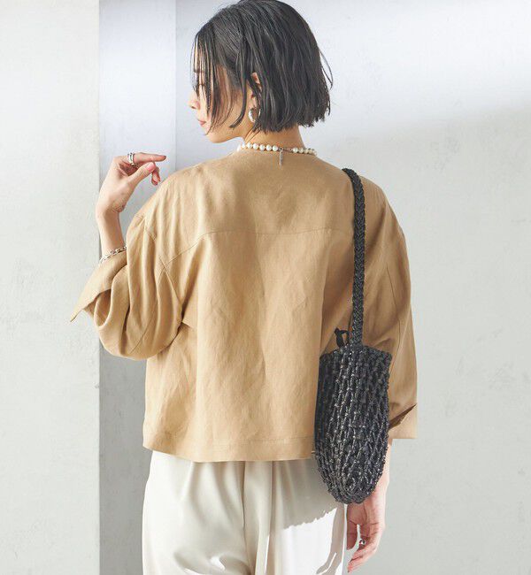 SHIPS for women「SHIPS Primary Navy Label:麻 レーヨン ノーカラー 羽織」|シャツ・ブラウス|