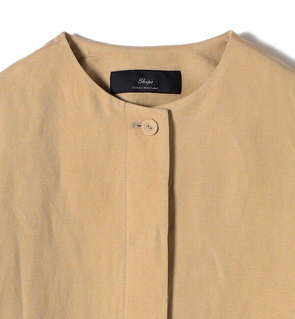 SHIPS for women「SHIPS Primary Navy Label:麻 レーヨン ノーカラー 羽織」|シャツ・ブラウス|