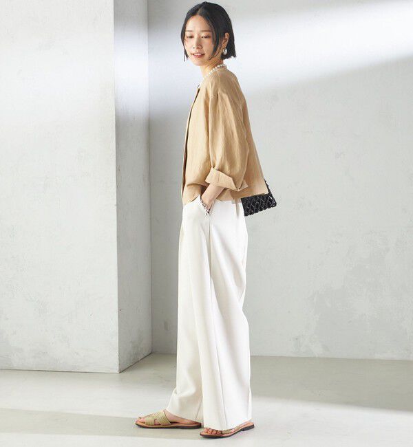 SHIPS for women「SHIPS Primary Navy Label:麻 レーヨン ノーカラー 羽織」|シャツ・ブラウス|