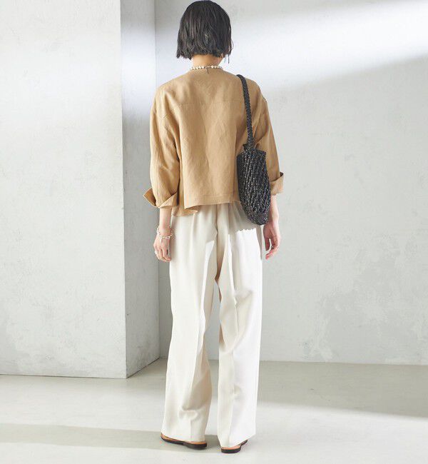 SHIPS for women「SHIPS Primary Navy Label:麻 レーヨン ノーカラー 羽織」|シャツ・ブラウス|