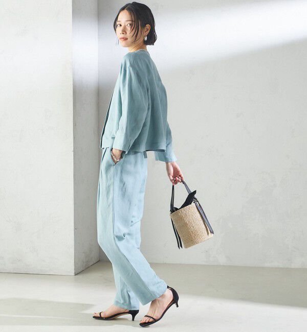 SHIPS for women「SHIPS Primary Navy Label:麻 レーヨン ノーカラー 羽織」|シャツ・ブラウス|