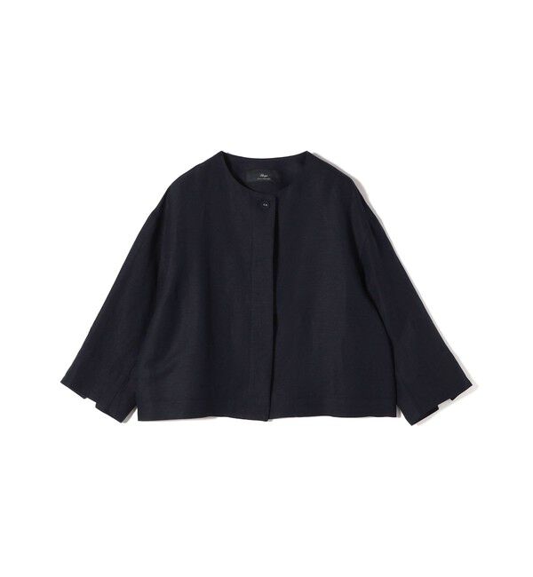 SHIPS for women「SHIPS Primary Navy Label:麻 レーヨン ノーカラー 羽織」|シャツ・ブラウス|