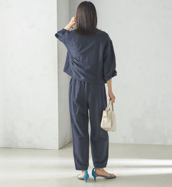 SHIPS for women「SHIPS Primary Navy Label:麻 レーヨン ノーカラー 羽織」|シャツ・ブラウス|