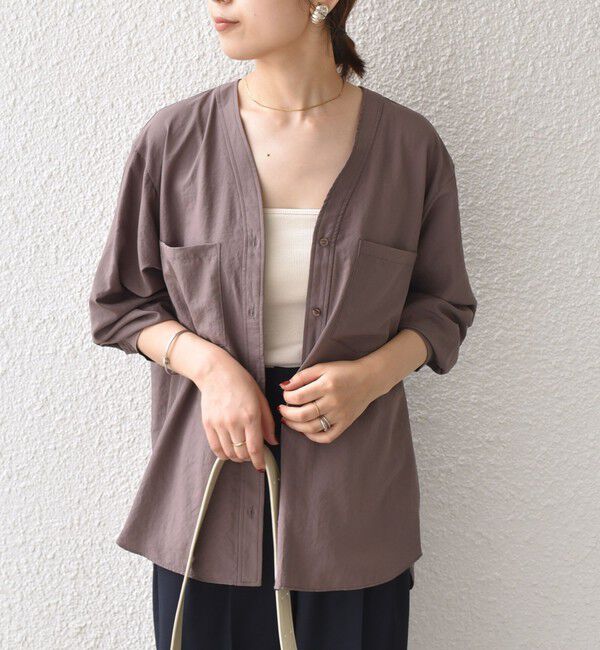 SHIPS Colors 「SHIPS Colors:〈手洗い可能〉ワッシャー ポケット シャツ◇」|シャツ・ブラウス|ブラウン