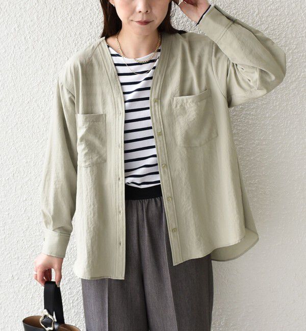 SHIPS Colors 「SHIPS Colors:〈手洗い可能〉ワッシャー ポケット シャツ◇」|シャツ・ブラウス|ライトグリーン