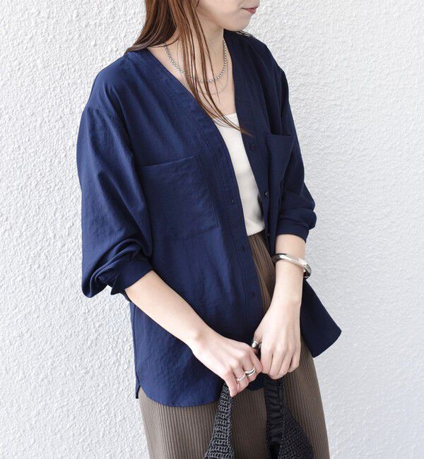 SHIPS Colors 「SHIPS Colors:〈手洗い可能〉ワッシャー ポケット シャツ◇」|シャツ・ブラウス|ネイビー