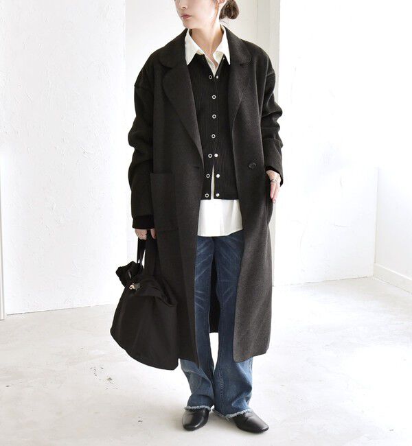 quaranciel「quaranciel: ダブル パイル ニット ロング チェスター コート」|チェスターコート|