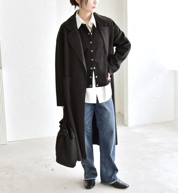 quaranciel「quaranciel: ダブル パイル ニット ロング チェスター コート」|チェスターコート|