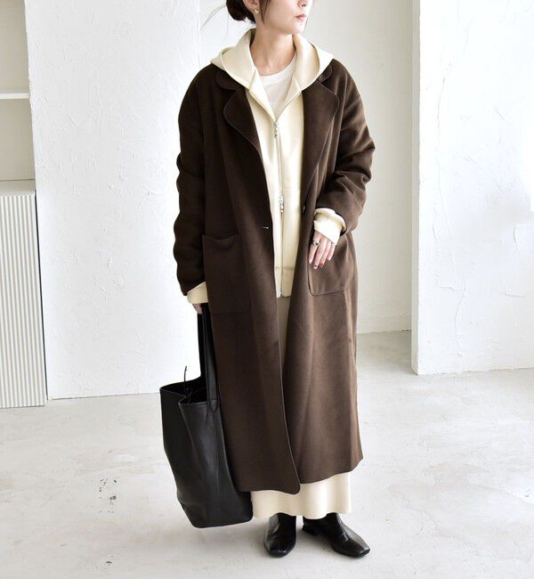 quaranciel「quaranciel: ダブル パイル ニット ロング チェスター コート」|チェスターコート|