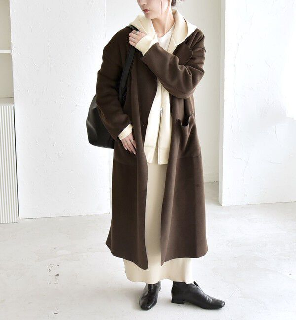 quaranciel「quaranciel: ダブル パイル ニット ロング チェスター コート」|チェスターコート|