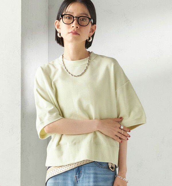 SHIPS for women「《予約》【SHIPS別注】SLOANE:〈手洗い可能〉半袖 ショート スウェット」|Tシャツ・カットソー|ライトグリーン