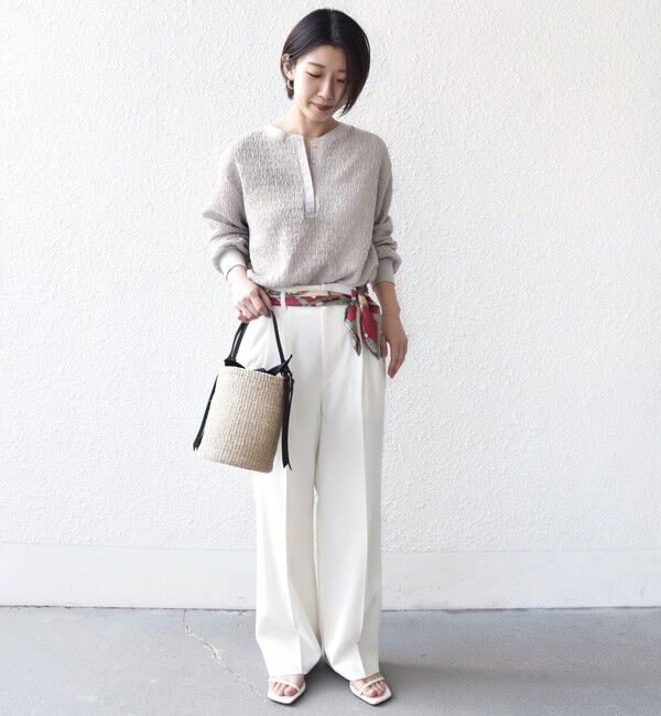 SHIPS for women「《予約》【WEB限定】〈手洗い可能〉ウェーブ クレープ ヘンリー 2WAY プルオーバー」|Tシャツ・カットソー|