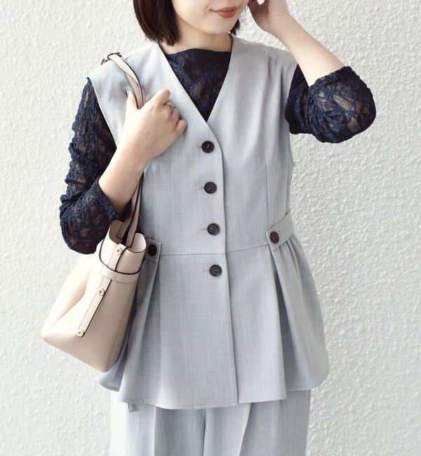 SHIPS Colors 「SHIPS Colors:〈手洗い可能〉ドライ メランジ ペプラム ベスト」|ベスト・ジレ|