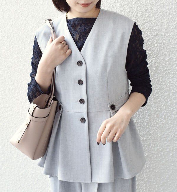 SHIPS Colors 「SHIPS Colors:〈手洗い可能〉ドライ メランジ ペプラム ベスト」|ベスト・ジレ|