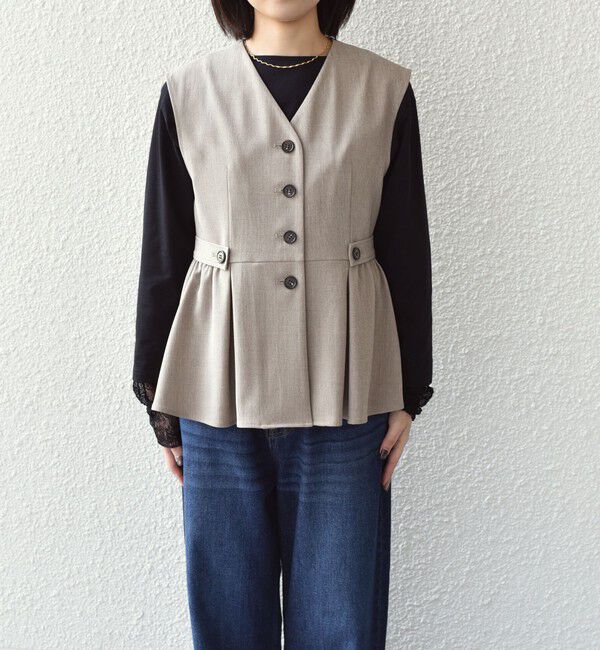 SHIPS Colors 「SHIPS Colors:〈手洗い可能〉ドライ メランジ ペプラム ベスト」|ベスト・ジレ|