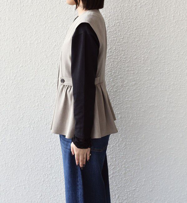 SHIPS Colors 「SHIPS Colors:〈手洗い可能〉ドライ メランジ ペプラム ベスト」|ベスト・ジレ|