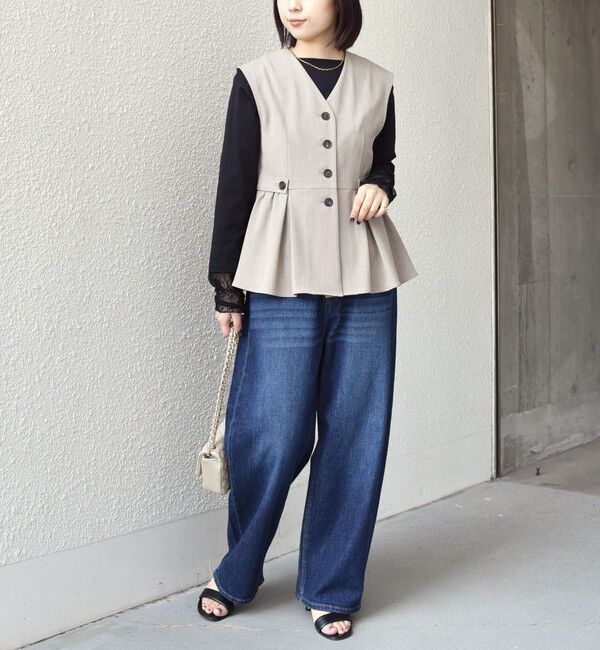 SHIPS Colors 「SHIPS Colors:〈手洗い可能〉ドライ メランジ ペプラム ベスト」|ベスト・ジレ|