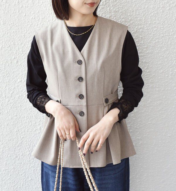 SHIPS Colors 「SHIPS Colors:〈手洗い可能〉ドライ メランジ ペプラム ベスト」|ベスト・ジレ|