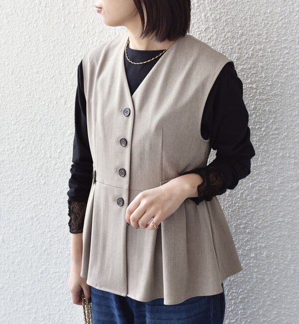 SHIPS Colors 「SHIPS Colors:〈手洗い可能〉ドライ メランジ ペプラム ベスト」|ベスト・ジレ|