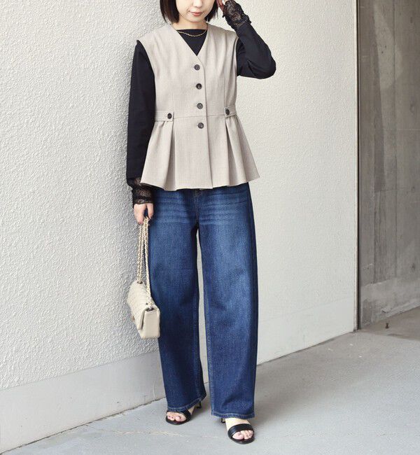 SHIPS Colors 「SHIPS Colors:〈手洗い可能〉ドライ メランジ ペプラム ベスト」|ベスト・ジレ|