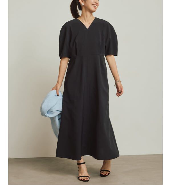 VERMEIL par iena「《予約》ラウンドスリーブワンピース」|ワンピース|ネイビー