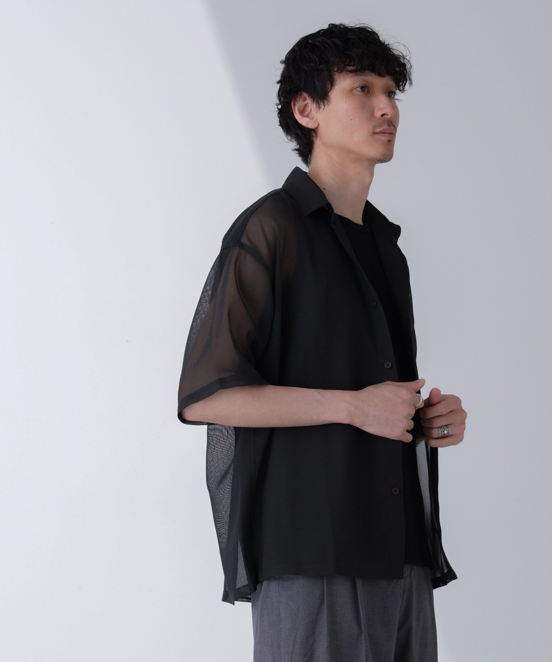 nano･universe「レギュラーカラーテックメッシュシャツ 半袖」|シャツ・ブラウス|