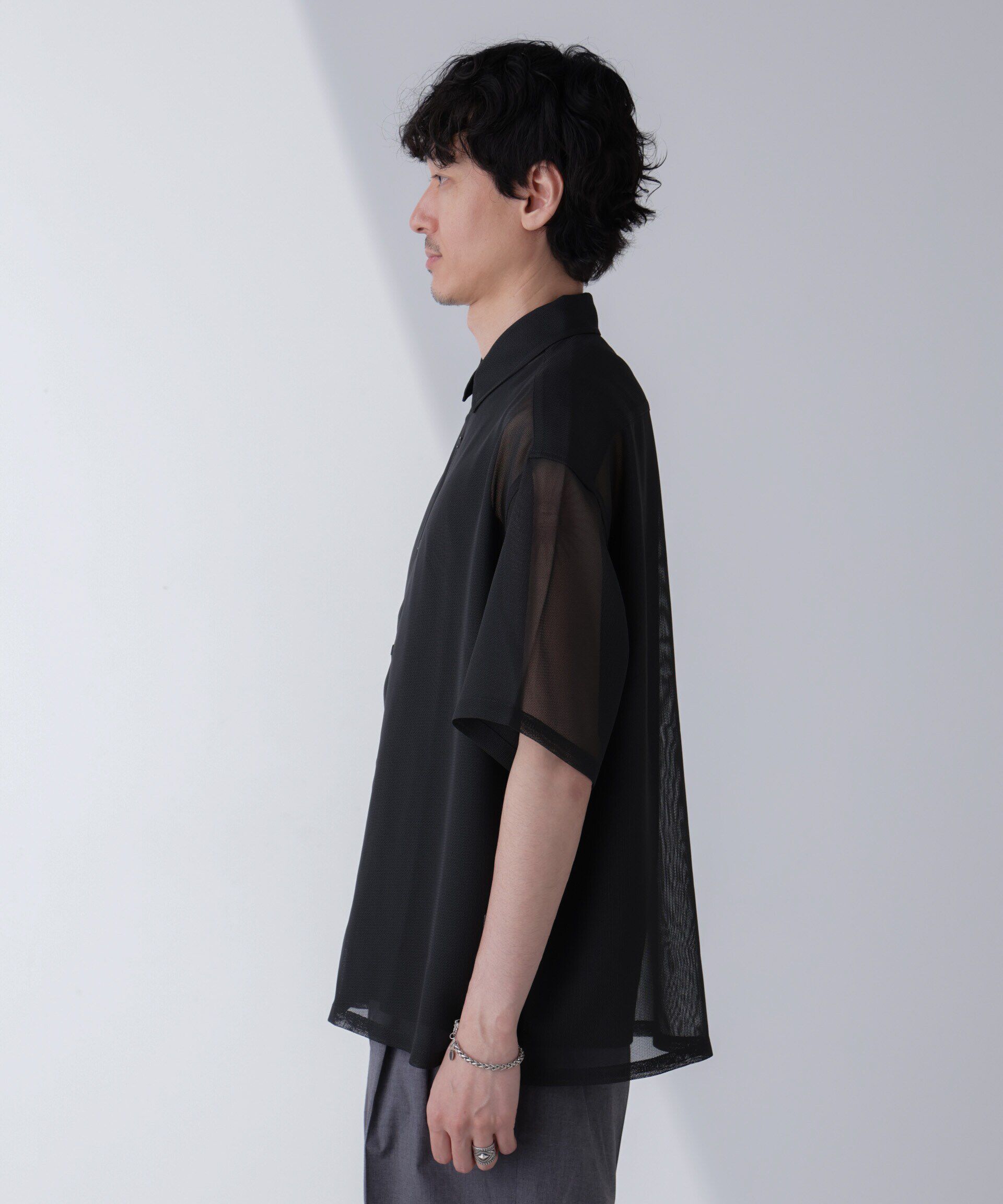 nano･universe「レギュラーカラーテックメッシュシャツ 半袖」|シャツ・ブラウス|