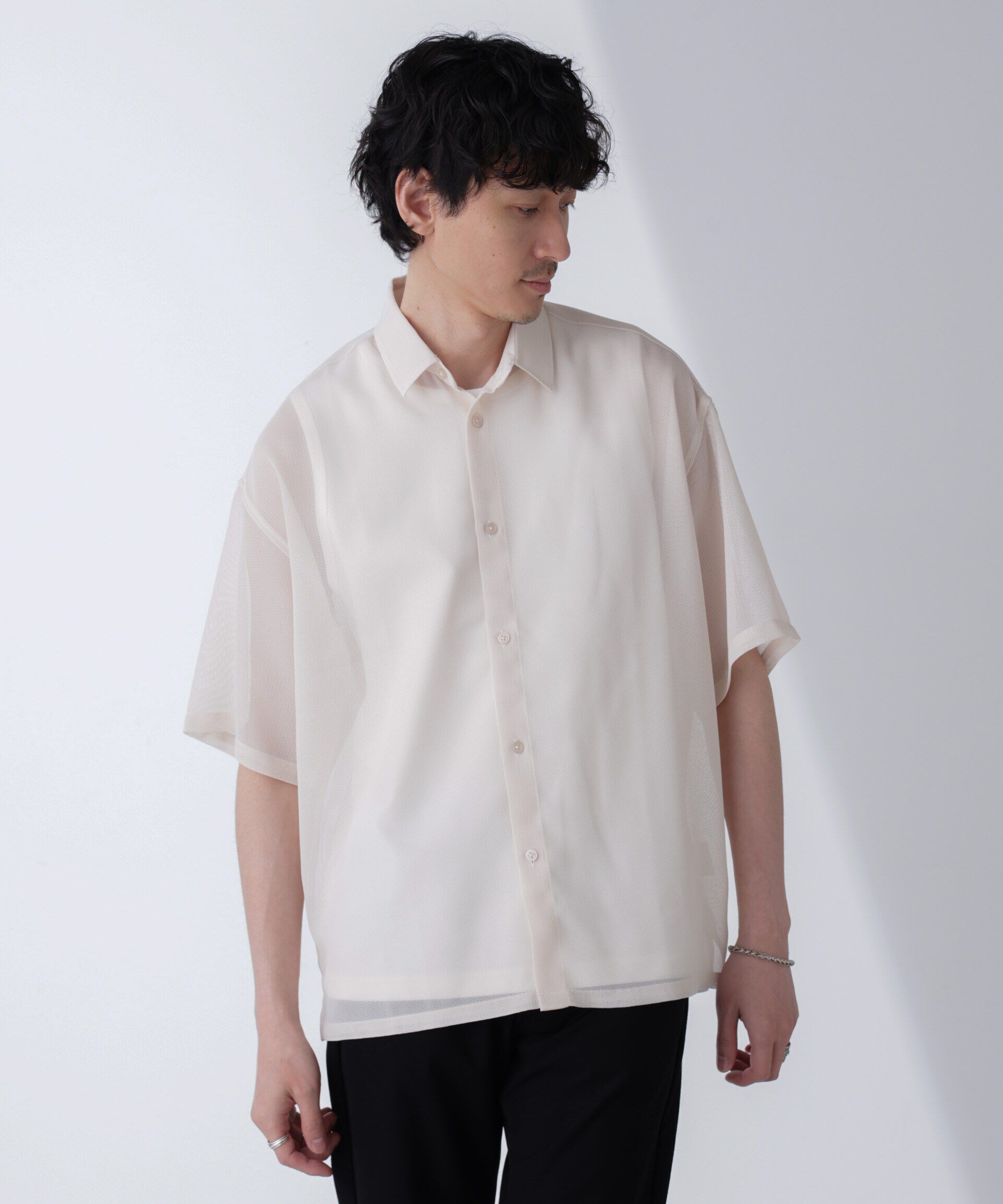 nano･universe「レギュラーカラーテックメッシュシャツ 半袖」|シャツ・ブラウス|