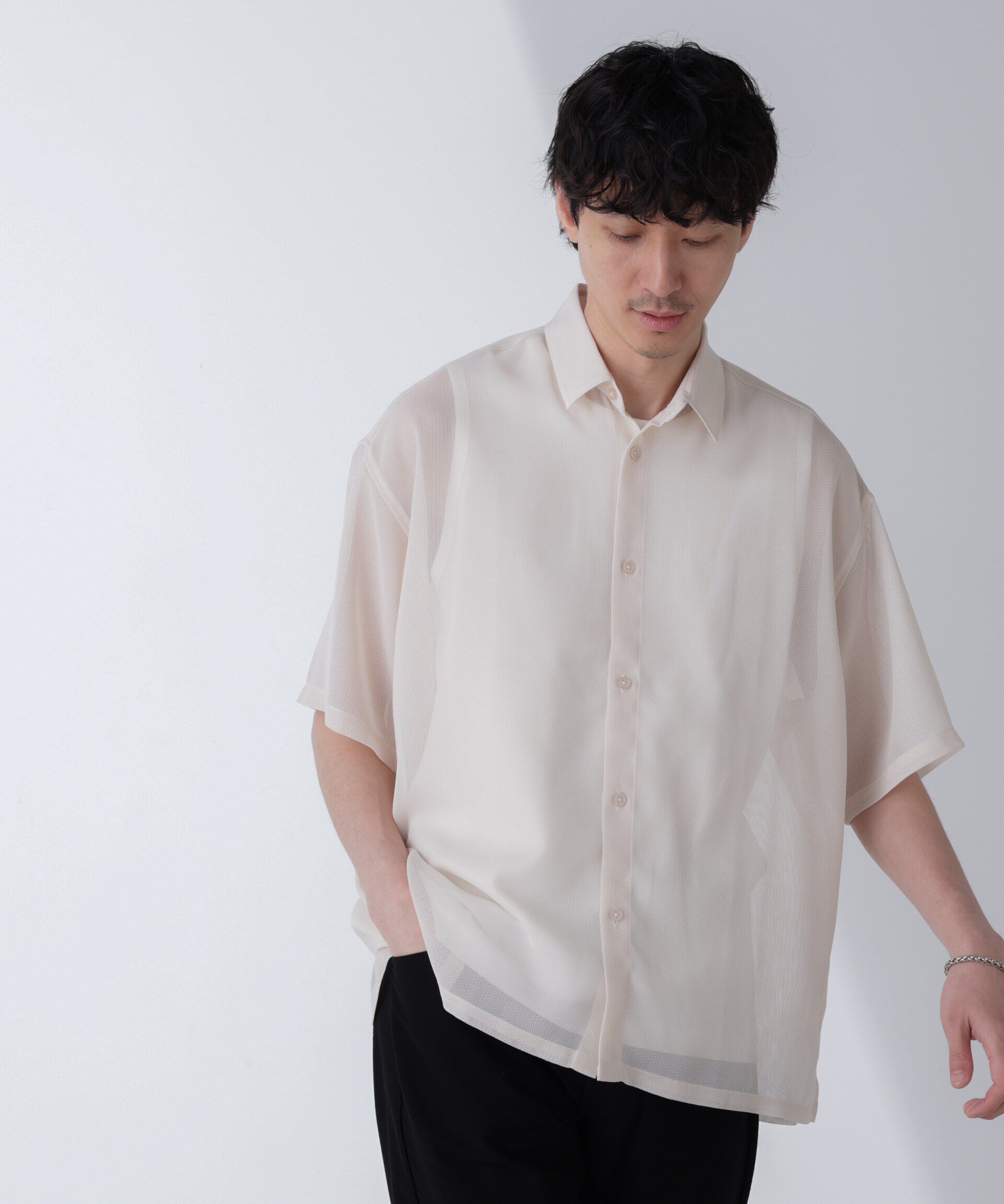 nano･universe「レギュラーカラーテックメッシュシャツ 半袖」|シャツ・ブラウス|