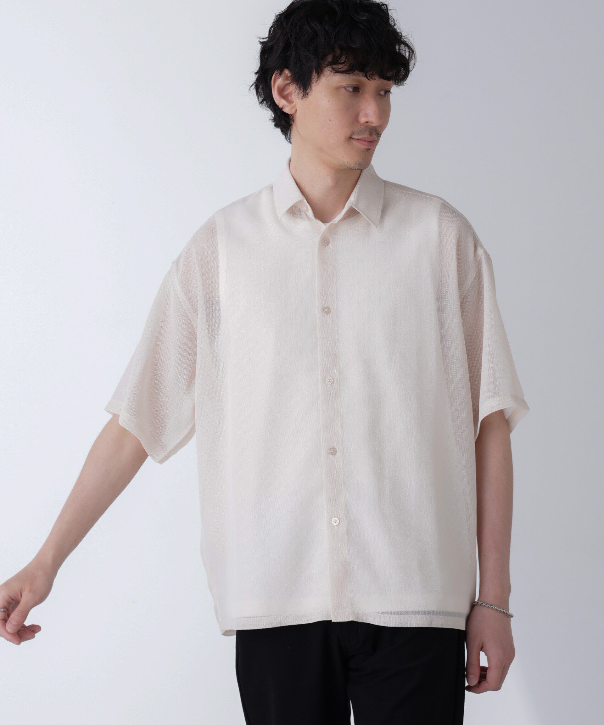 nano･universe「レギュラーカラーテックメッシュシャツ 半袖」|シャツ・ブラウス|