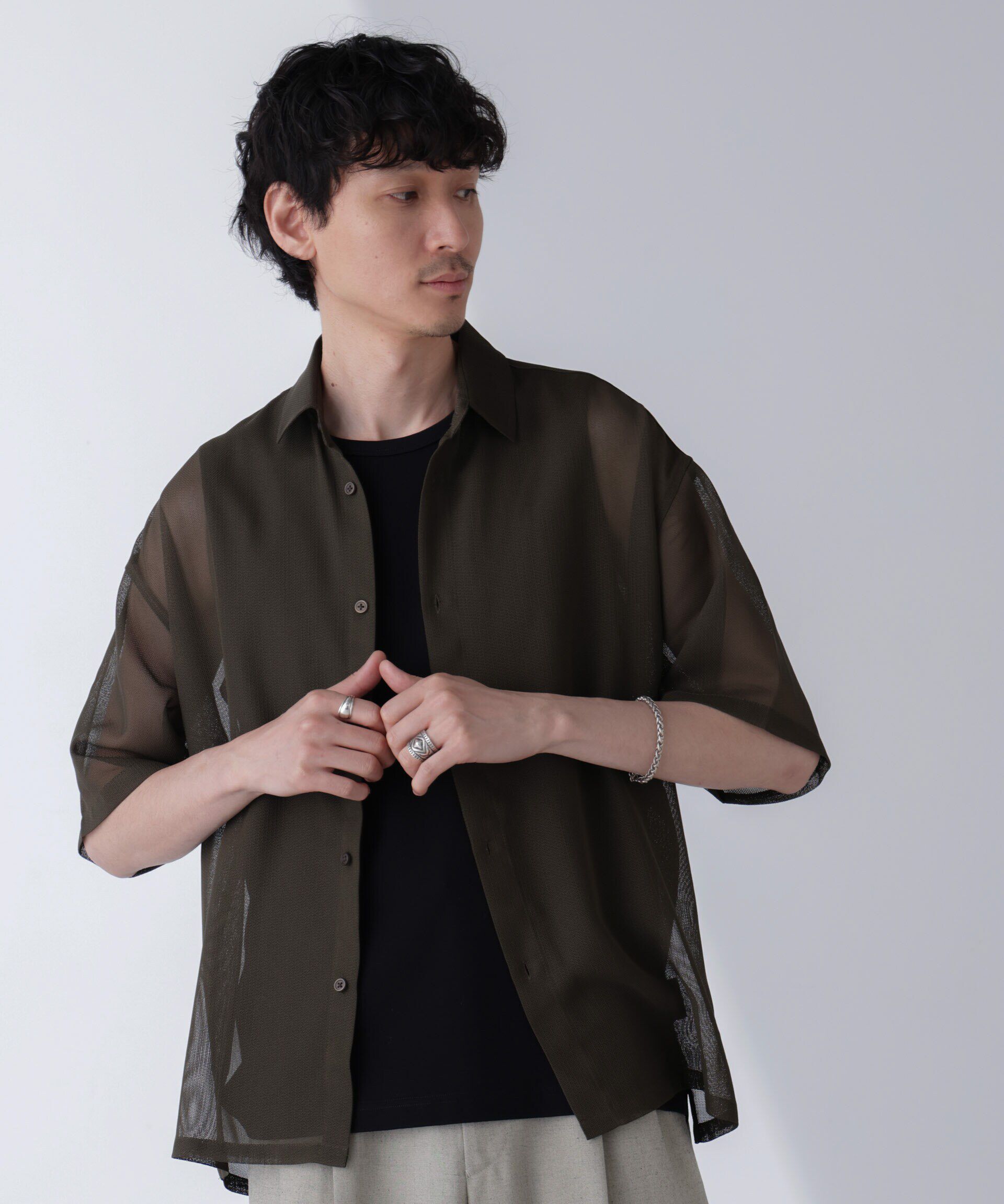 nano･universe「レギュラーカラーテックメッシュシャツ 半袖」|シャツ・ブラウス|