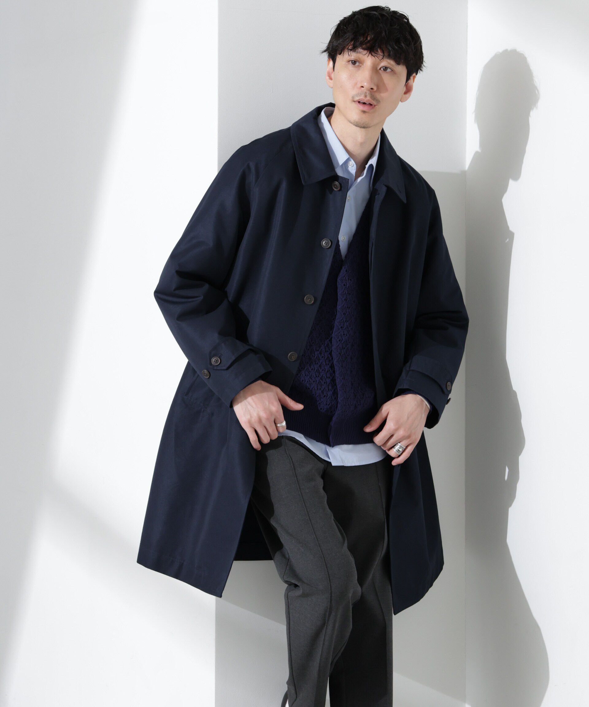 nano･universe「撥水ギャバラグランステンカラーコート」|その他|D.ネイビー1