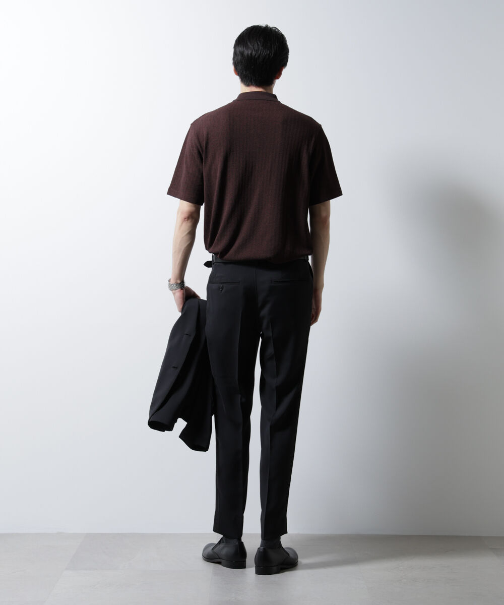 nano･universe「｢Damerino｣ヘリンボンポロシャツ/防シワ・吸水速乾・UVカット」|Tシャツ・カットソー|