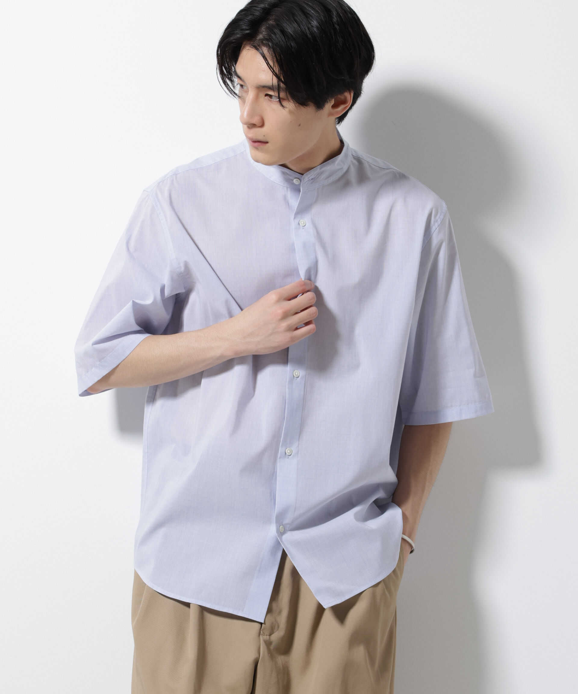 nano･universe「TEXBRID(R)バンドカラーシャツ 半袖」|シャツ・ブラウス|