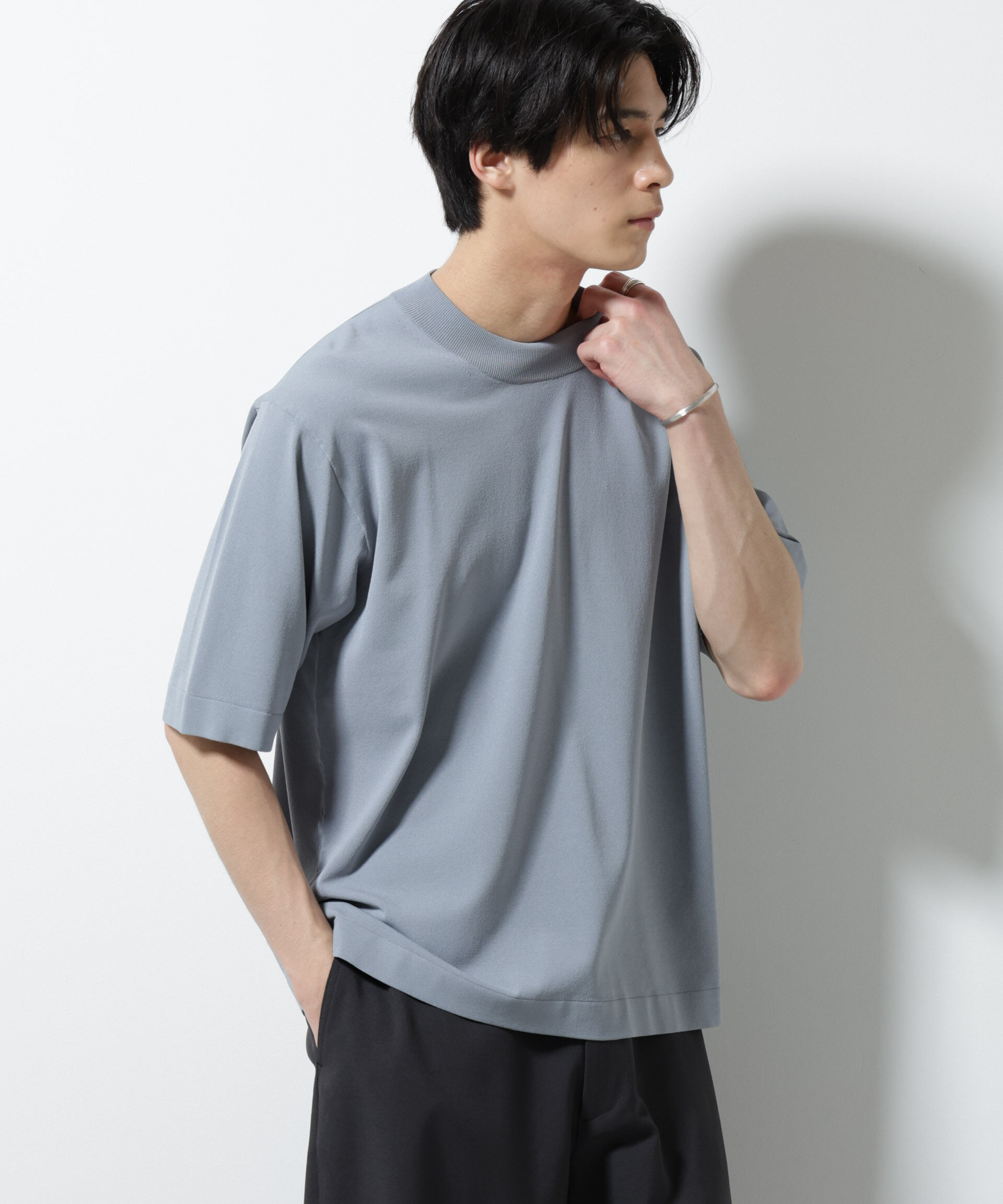 nano･universe「｢ELITE 7 FUNCTION｣モックネックニット」|ニット・セーター|サックス5