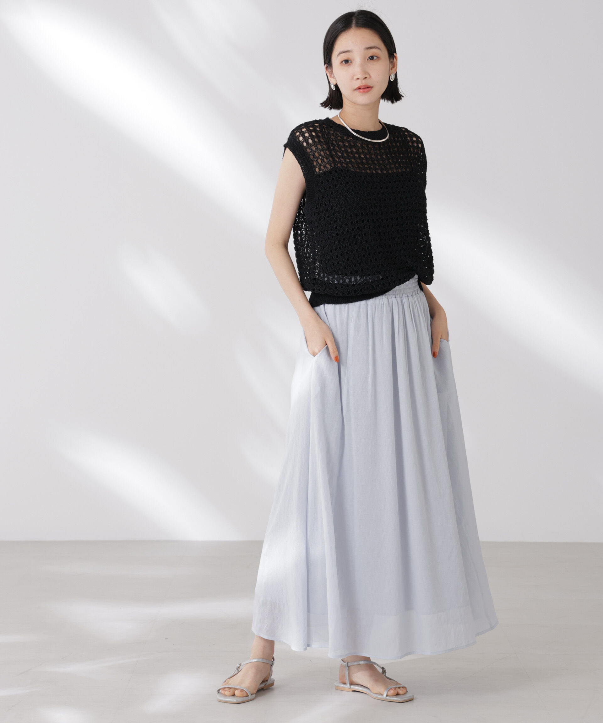 nano･universe「ウエストゴムギャザーシアースカート（セットアップ可）」|スカート|
