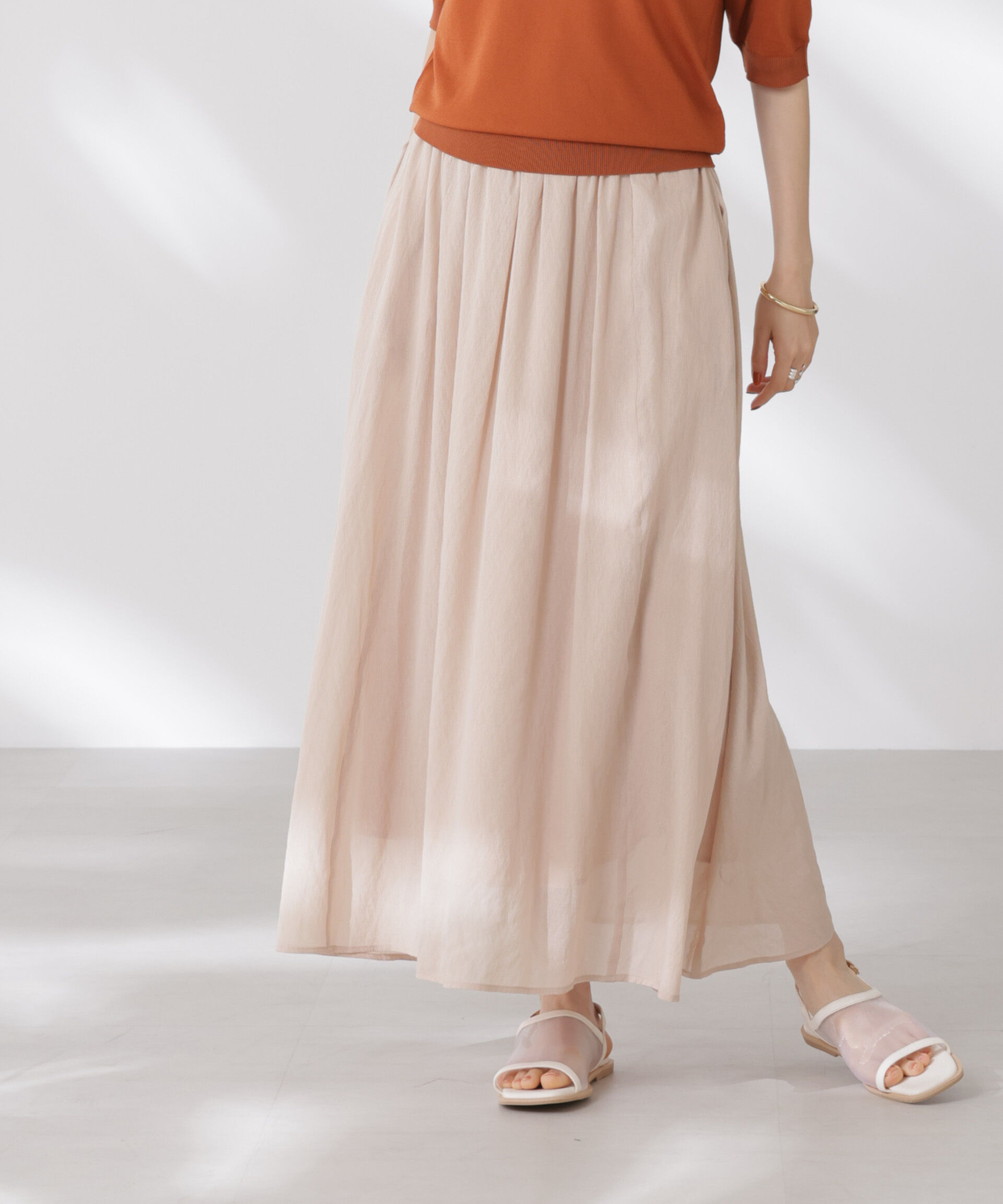 nano･universe「ウエストゴムギャザーシアースカート（セットアップ可）」|スカート|ライトベージ 1