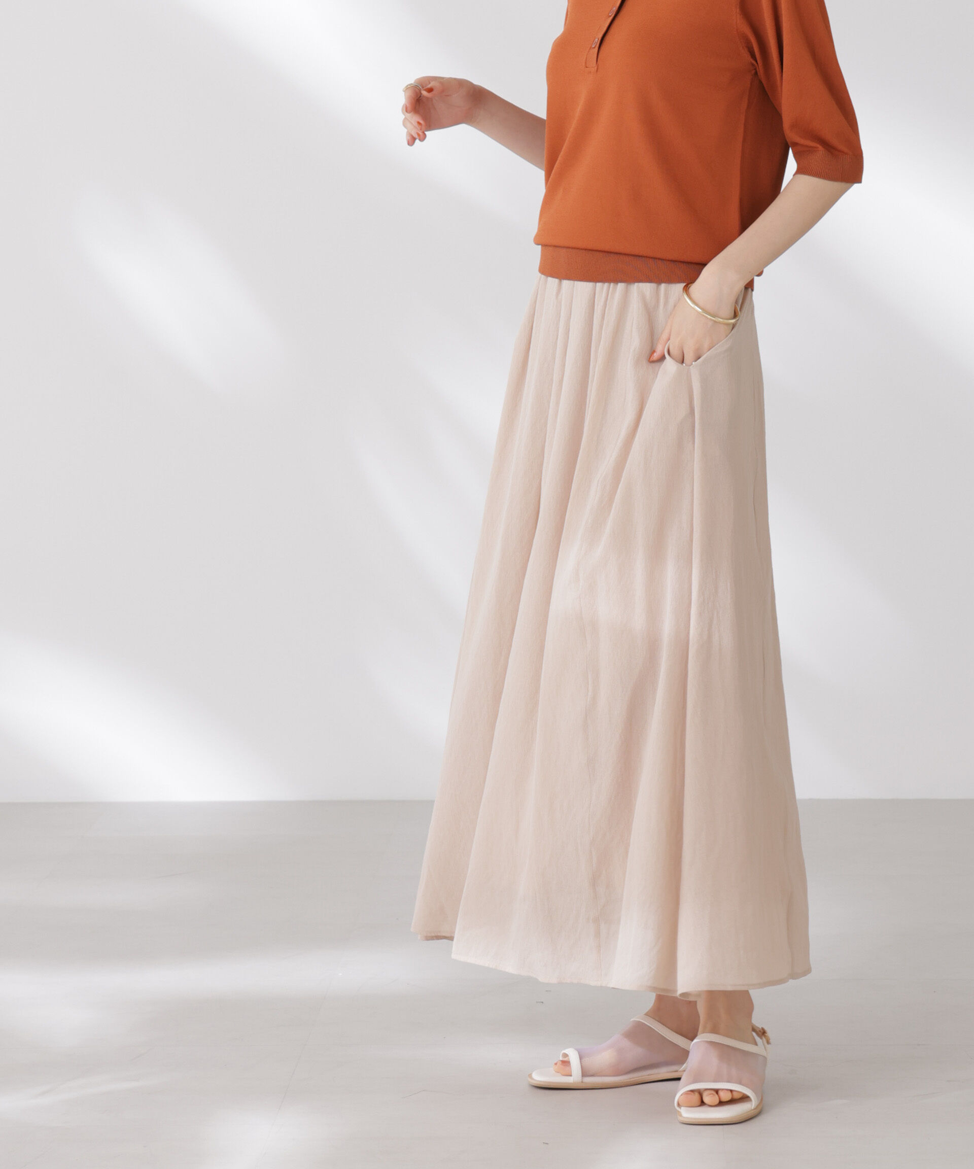 nano･universe「ウエストゴムギャザーシアースカート（セットアップ可）」|スカート|